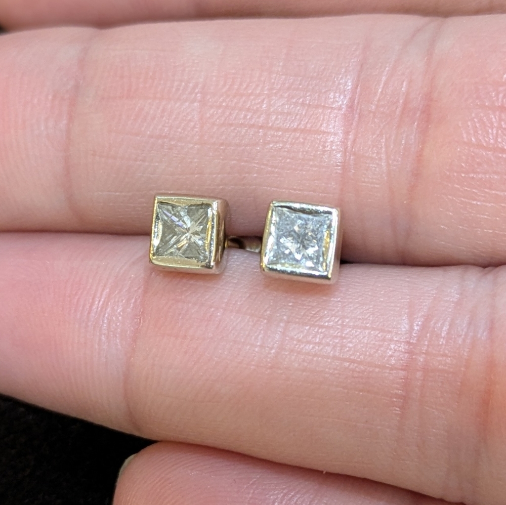 Earth Mined  Diamond Earrings Princess Cut